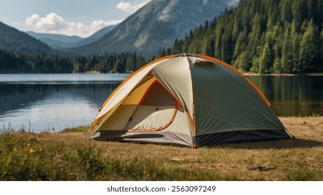 camping in the mountains, lake