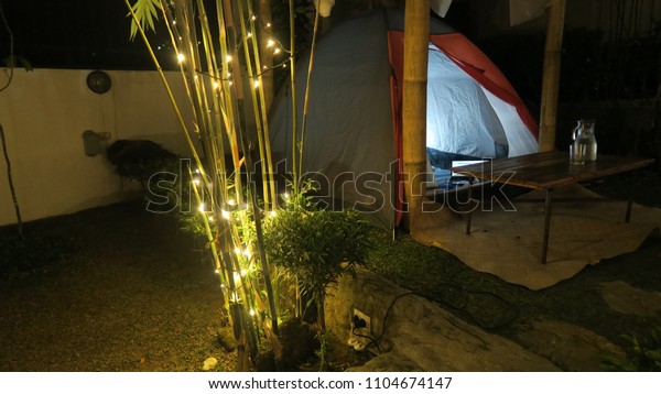 Camping at\
night