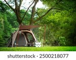 Camping and outdoor life concept, A tent at campground