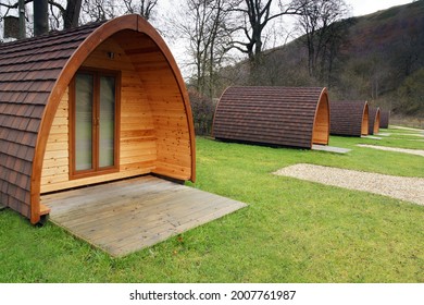 Camping Pods In An Empty Rural Camp Site In The UK