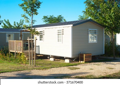 Camping site with  identical mobil homes 