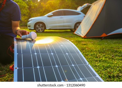 Camping Solar Panels Installed Elements Equipment Stock Photo ...