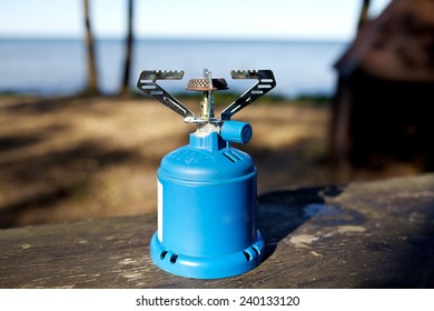 Camping Stove On Wood Table