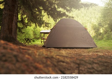 Camping Tent In The Forest