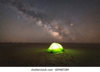 Camping under the stars at Assateague Island in Maryland 