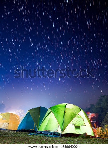 Camping Under
The Stars,Long Exposure Star
Trails