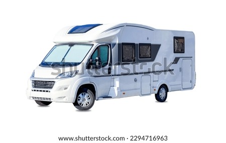 camping van isolated on white background, concept of travel, vacation, renting