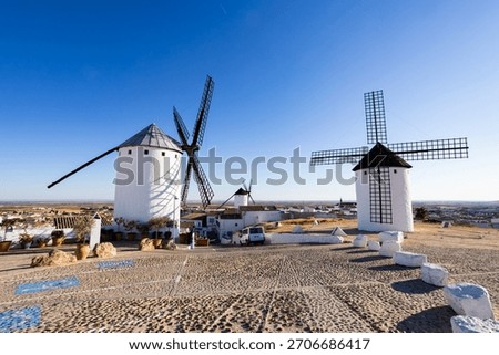 Campo de Criptana windmills creating a historic landscape and cultural landmark in La Mancha