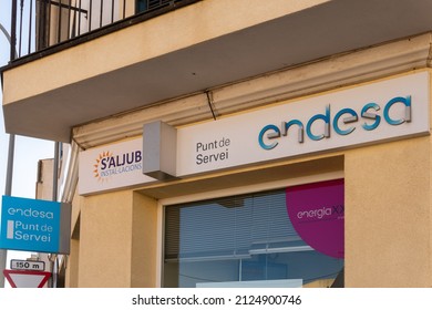 Campos, Spain; February 15 2022: Commercial Establishment Of The Spanish Energy Company Endesa