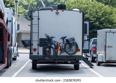 Campring RV Truck On A Rest Area