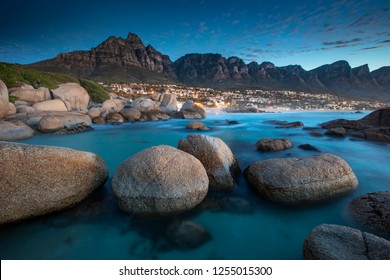 Camps Bay At Blue Hour As The Night Begins To Wake Up