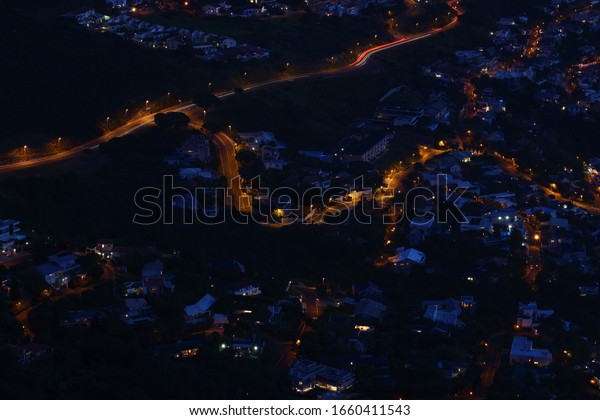 Camps Bay lights and
houses at night