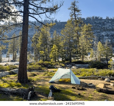 Campsite Along Shore of Lake Vernon in Yosemite