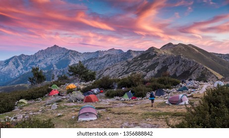 Campsite Petra Piana, GR 20 Hiking Trek On Corsica, France