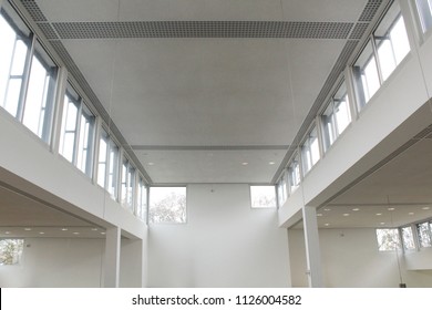 Campus library ceiling with windows