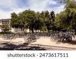 Campus of University of California Davis, UC Davis on a sunny day, no people. A public land-grant research university in Davis, Northern California, United States