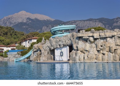 CAMYUVA, KEMER, TURKEY - JULY 14, 2015: Pool With Decorative Rock On The Territory Of The Hotel Marco Polo