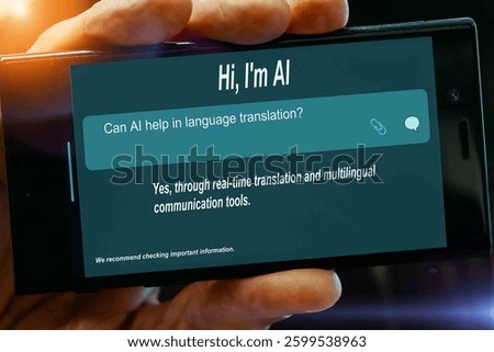Can AI help in language translation? Question for AI on tablet screen Yes, through real-time translation and multilingual communication tools.