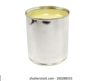 Can Of Condensed Milk On White Background