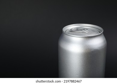 Can of energy drink on black background, closeup. Space for text - Shutterstock ID 2197882467
