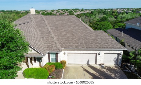 Can Green Landscape And Luxury Homes In Spring Time Green Aerial Drone View Of Suburb Houses And Suburbia Neighborhood In North Austin , Texas