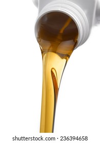 Can Pouring Motor Oil On A White Background