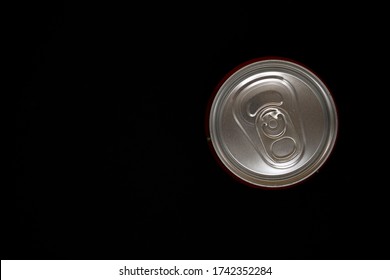 Can Of Soda From Overhead View On A Black Background