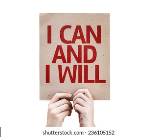 I Can and I Will card isolated on white background