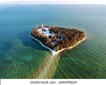 Cana Island In Door County Wisconsin In Winter