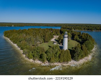 Cana Island Lighthouse is located in Baileys Harbor, Wisconsin on Lake Michigan