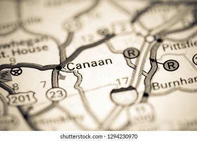 Canaan. Maine. USA On A Map