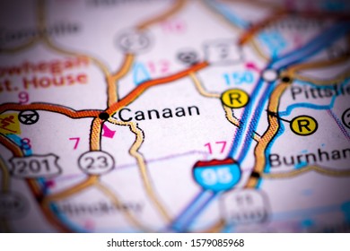 Canaan. Maine. USA On A Map