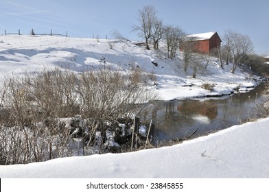 Canaan Valley WV Winter Red Barn Horizontal