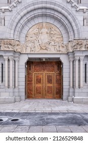 Saint-Anne-de-Beaupré, Québec, Canada – 29 January 2022 : The Doors Of The Sainte-Anne-de-Beaupré Basilica Dedicated To St Anne (Quebec, Canada).