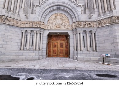 Saint-Anne-de-Beaupré, Québec, Canada – 29 January 2022 : The Doors Of The Sainte-Anne-de-Beaupré Basilica Dedicated To St Anne (Quebec, Canada).