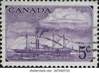 CANADA -CIRCA 1951: A Postage Stamp From Canada Showing A Passenger Ship SS 