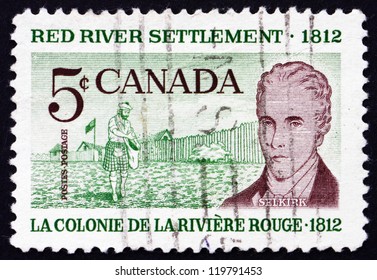 CANADA - CIRCA 1962: A Stamp Printed In The Canada Shows Scottish Settler And Lord Selkirk, 150th Anniversary Of The Red River Settlement In Western Canada, Circa 1962