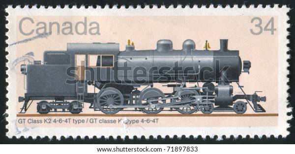 CANADA - CIRCA 1985: stamp printed by Canada, shows\
locomotive, circa 1985