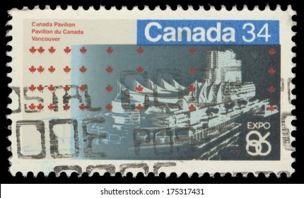 CANADA - CIRCA 1986: A Stamp Printed In Canada Shows Expo 86, Canada Pavilion, Vancouver, Circa 1986