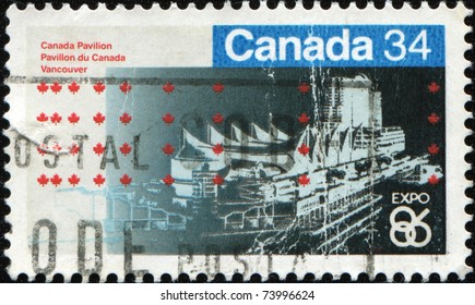 CANADA - CIRCA 1986: A Stamp Printed In Canada Shows Expo 86, Canada Pavilion, Vancouver, Circa 1986