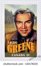 CANADA - CIRCA 2006: A Stamp Printed In Canada Dedicated To  Canadian Actors Who Have Succeeded In Hollywood Shows Lorne Greene, Circa 2006