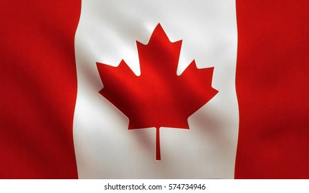 Canada Flag Background With Cloth Texture.