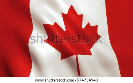 Canada flag background with cloth texture.