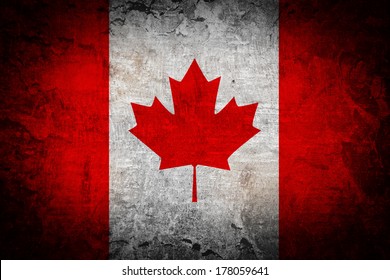 Canada Flag On Grunge Background 