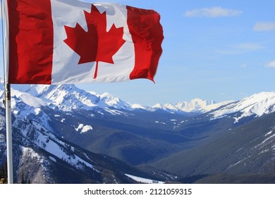 Canada Flag Snow Mountain Stock Photo 2121059315 | Shutterstock