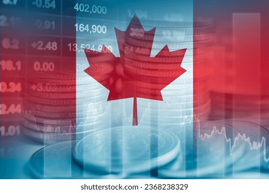 Canada flag with stock market finance, economy trend graph digital technology.
 - Powered by Shutterstock