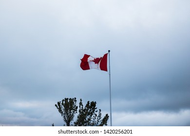canada flag in the wind