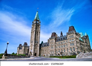 Canada Parliament Building With Blue Sky As Background