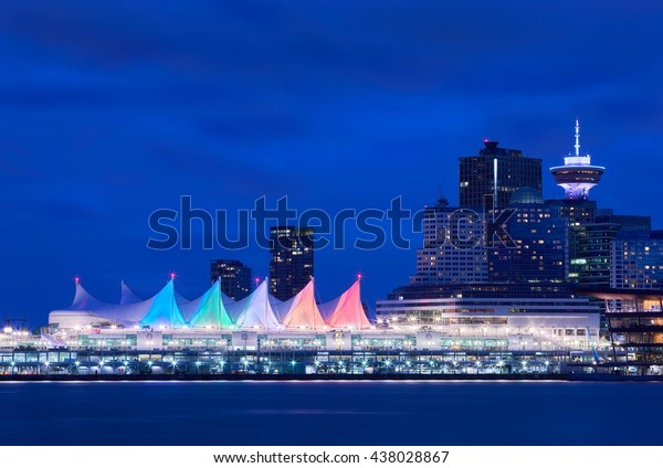 Canada Place Night Sails. Downtown Vancouver
and the convention center at twilight. Vancouver, British Columbia,
Canada.
                              
