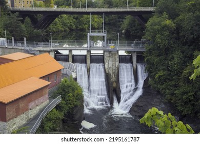 CANADA, Sherbrooke - AUGUST 25, 2022: Hydroelectric Dam Abenaquis Electricity Power Station In Quebec